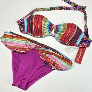 Yamamay Bikini 2 Piece Set Womens 30B/Small Swimsuit Colorful Pattern NEW